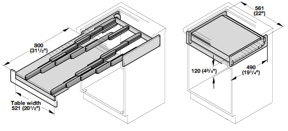 thumbnail image 2 of Häfele Ball Bearing Table Extension Pull-Out Frame - Expands Kitchen Table From 85cm To 120cm 2 of 4