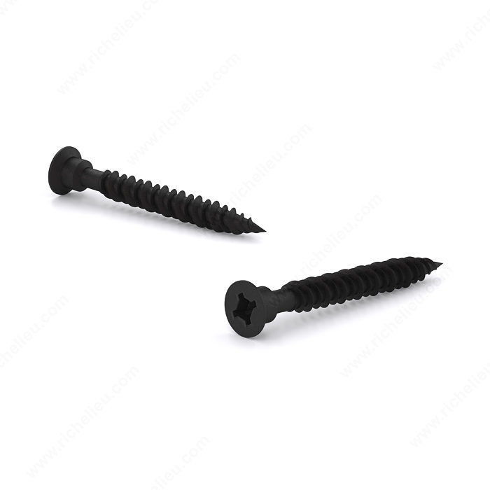 Black Zinc Plated Wood Screws, Flat Head, Quadrex Drive, HiLow Thread, Type S Point Craft Supply