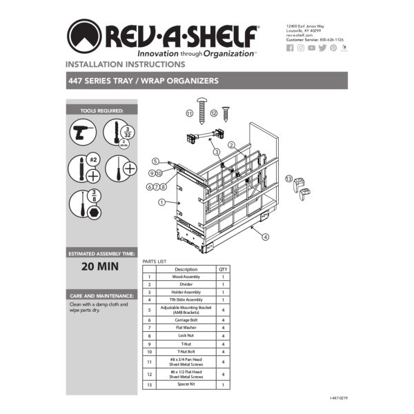 Rev-A-Shelf - 447-BCBBSC-8C - 8 Tray Divider Foil Wrap Organizer Soft-Close