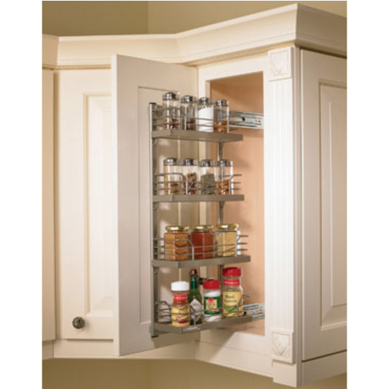 Pull-Out Spice Rack, Wooden Cabinet Accessory For 24 In. (610mm) Cabinet  Width
